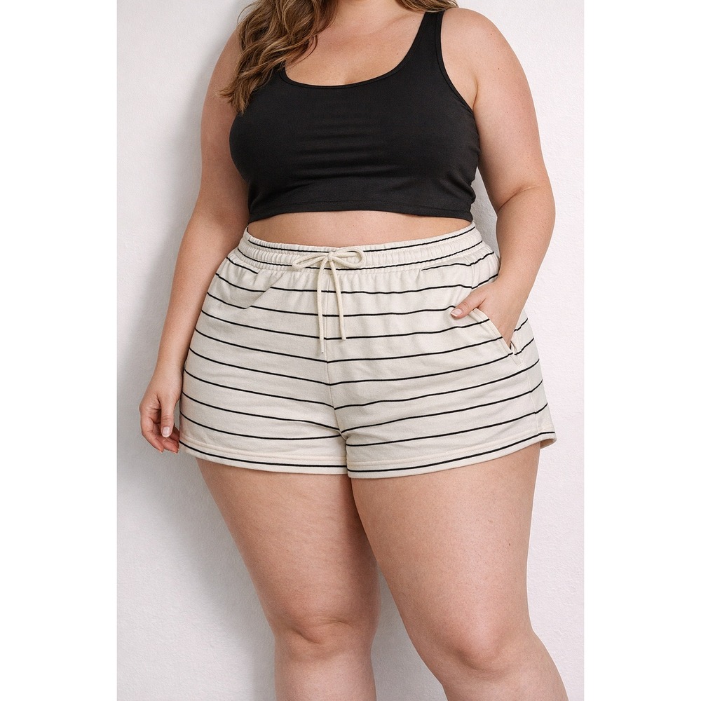 Universal Thread Cream Black Stripe Lounge Sleep Shorts Women's‎ XXL